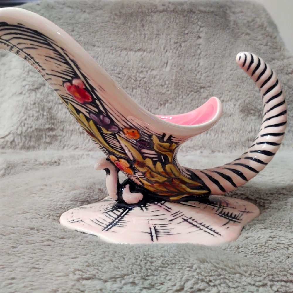 Decorative Ceramic Horn with Floral Design